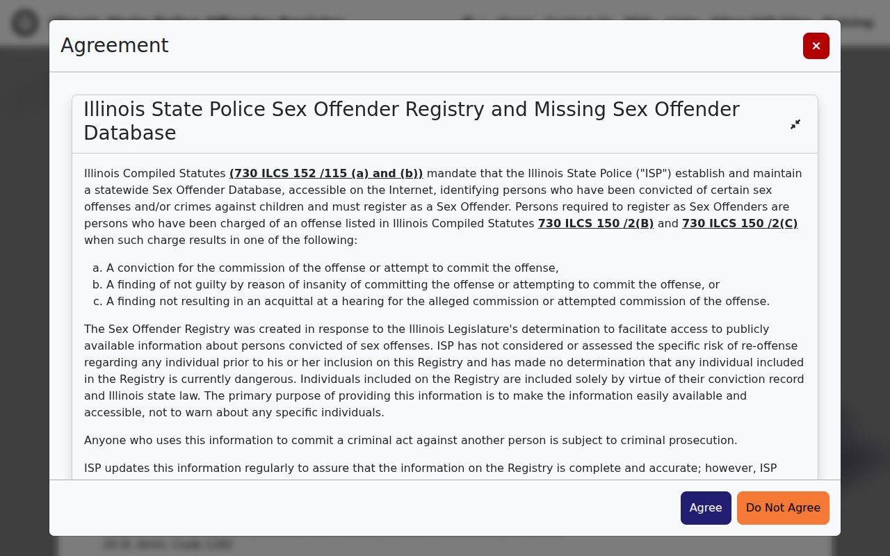 Jasper County sex offender registry profile fields
