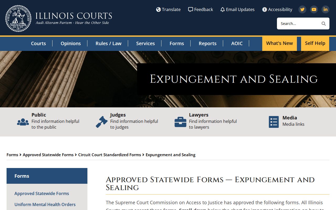 Willow Hill criminal history expungement and sealing forms